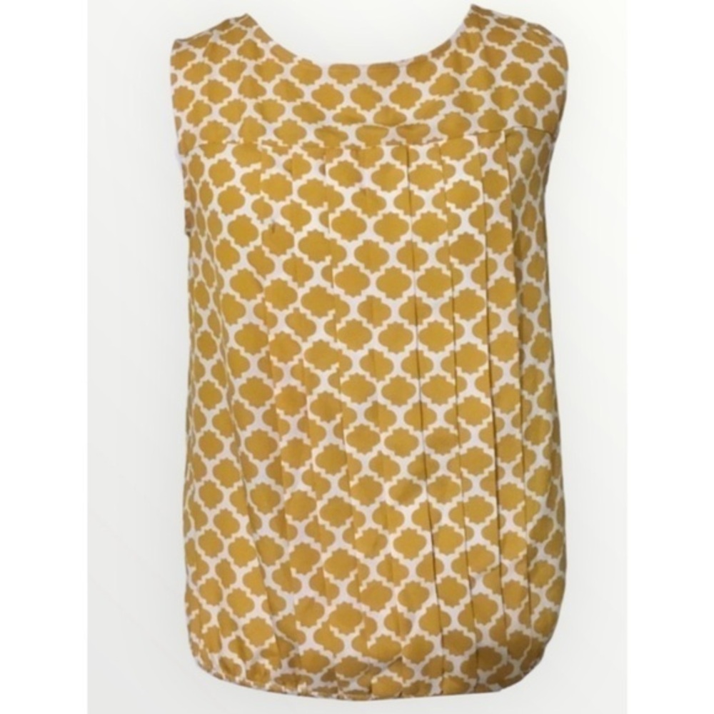 Loft Mustard Sleeveless Pleat Front Blouse XSP